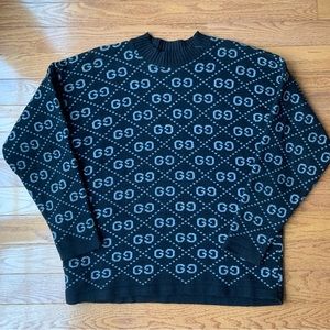 Vintage Gucci Men’s Black Sweater Acrylic Bootleg Made in USA